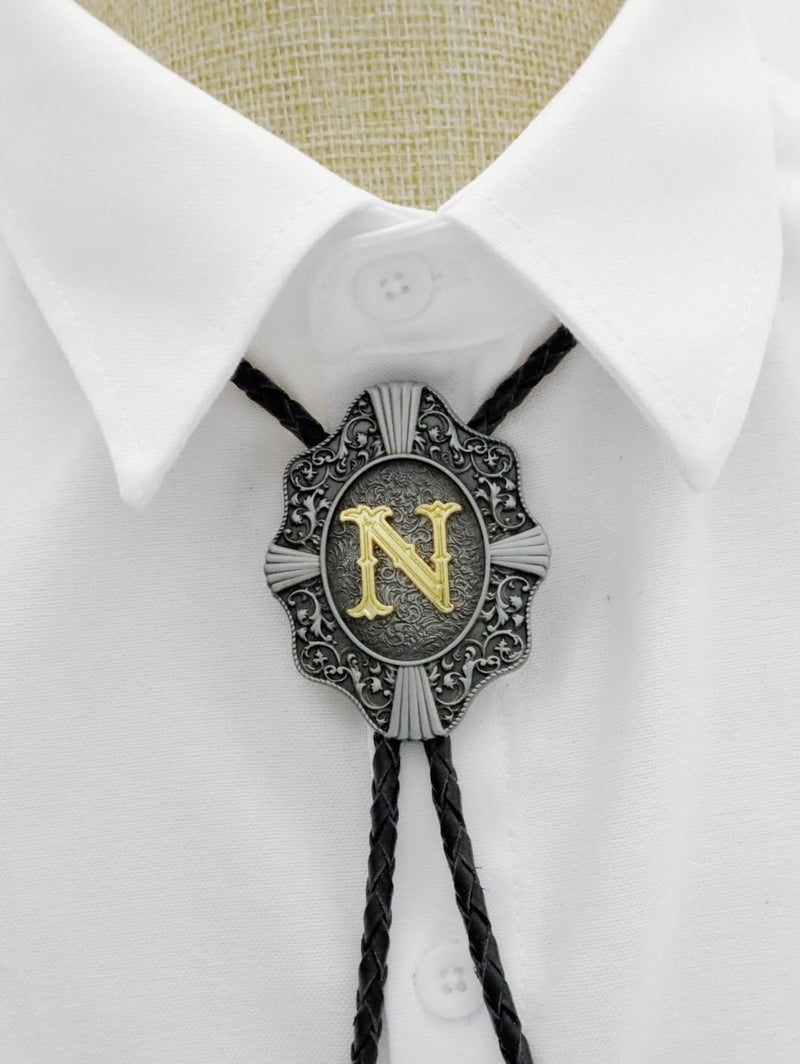 KECOL Western Letter Bolo Tie Cowboy Aalphabet A to Z Neckties Necklace for Men Women - Image 3